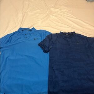 Nike Men's Light and Dark Blue Blade Polo Golf Shirts L